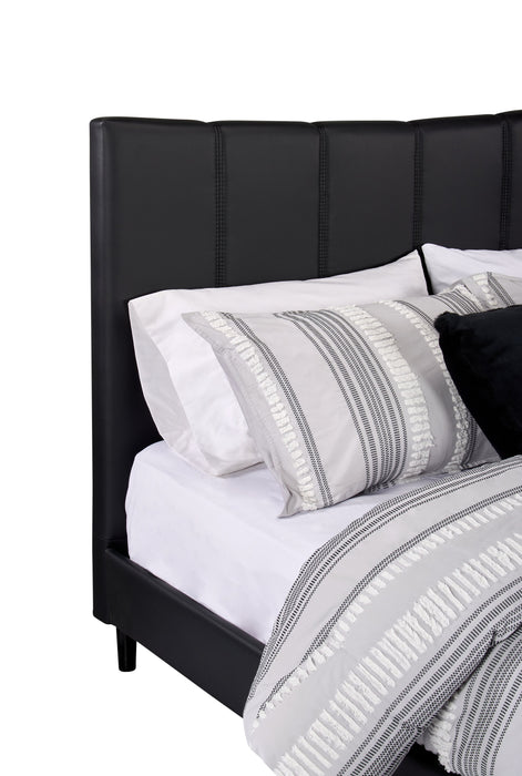 Lit plateforme rembourré Paseo en tissu de cuir végétalien noire - format grand lit