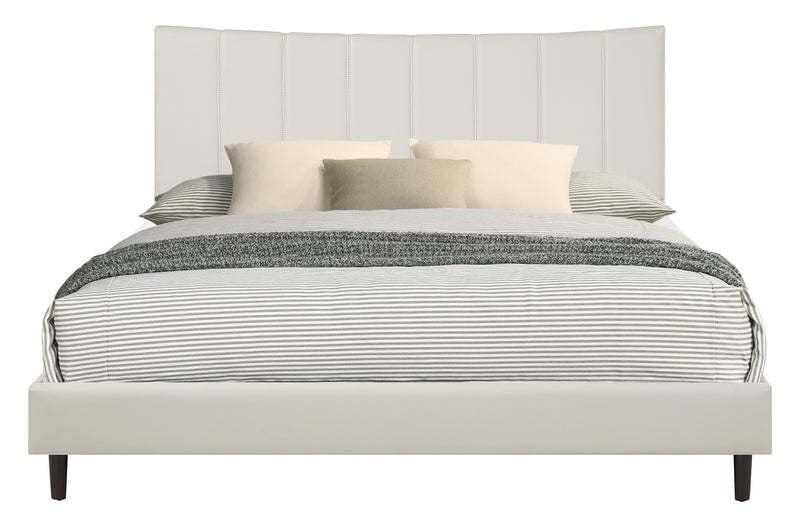 Lit plateforme rembourré Paseo en tissu de cuir végétalien taupe - format très grand lit