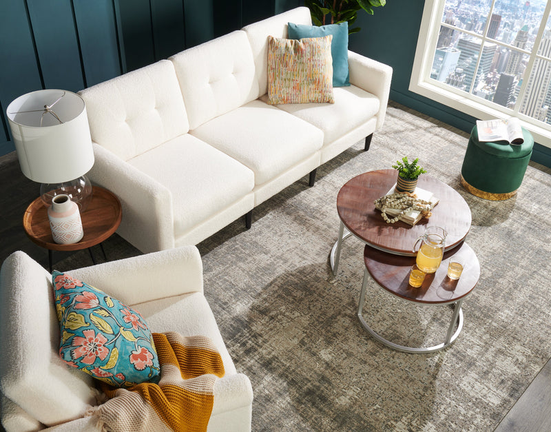 Pouf de rangement Phebe de 16,5 po avec base à bordures dorées - vert