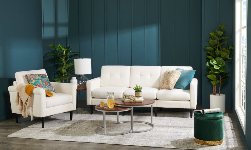 Pouf de rangement Phebe de 16,5 po avec base à bordures dorées - vert