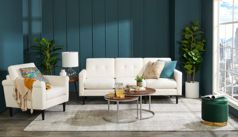 Pouf de rangement Phebe de 16,5 po avec base à bordures dorées - vert