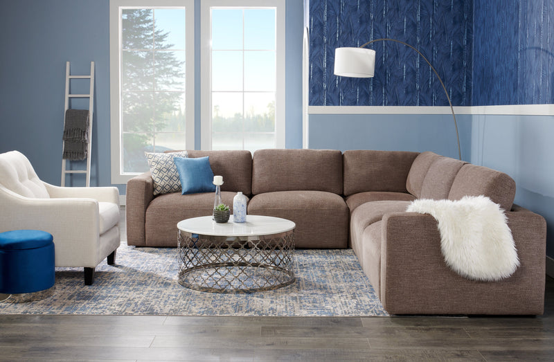 Pouf de rangement Phebe de 16,5 po avec base à bordures argentée - bleu marine