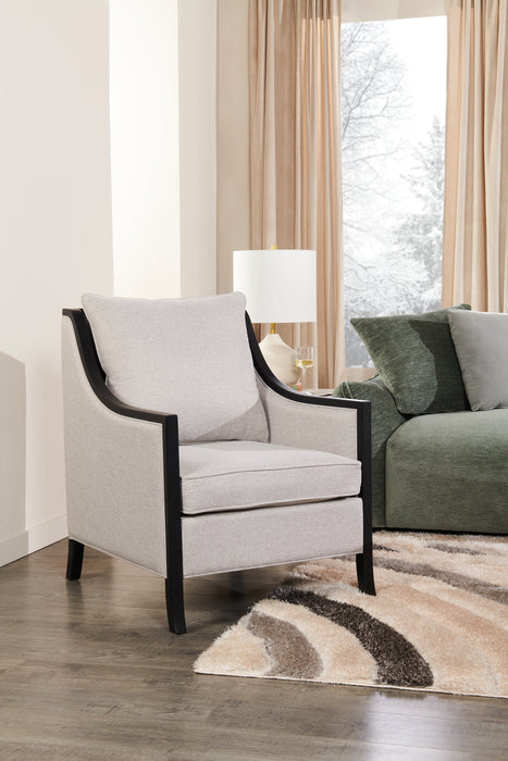 Fauteuil d’appoint Posh de 28,14 po en tissu avec coussins de dossier et de siège amovibles et pattes en bois - beige