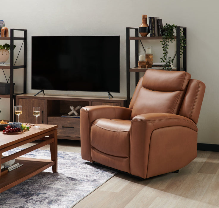 Fauteuil à inclinaison électrique Prescott de Scott Living de 42,5 po en cuir véritable avec appuie-tête électrique - brun courge musquée