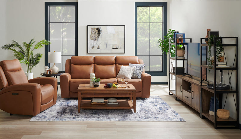 Sofa à inclinaison électrique Prescott de Scott Living de 88,5 po en cuir véritable avec appuie-têtes électriques - brun courge musquée