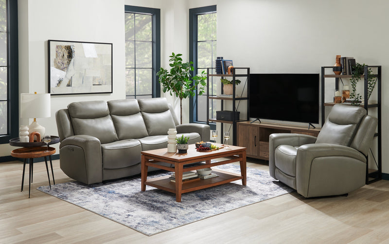 Fauteuil à inclinaison électrique Prescott de Scott Living de 42,5 po en cuir véritable avec appuie-tête électrique - gris