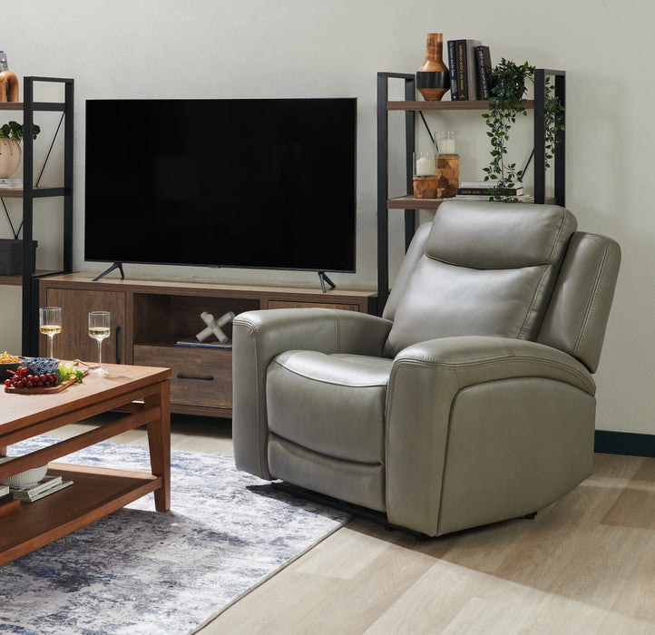 Fauteuil à inclinaison électrique Prescott de Scott Living de 42,5 po en cuir véritable avec appuie-tête électrique - gris