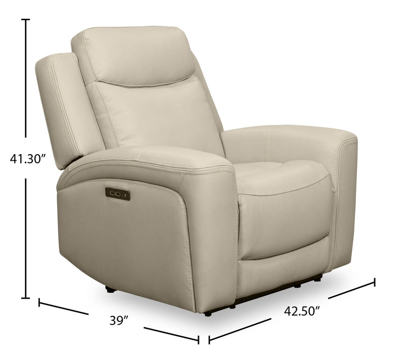 Fauteuil à inclinaison électrique Prescott de Scott Living de 42,5 po en cuir véritable avec appuie-tête électrique - gris platine