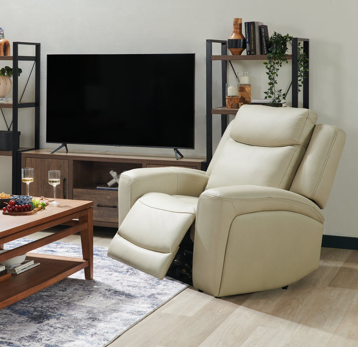 Fauteuil à inclinaison électrique Prescott de Scott Living de 42,5 po en cuir véritable avec appuie-tête électrique - gris platine