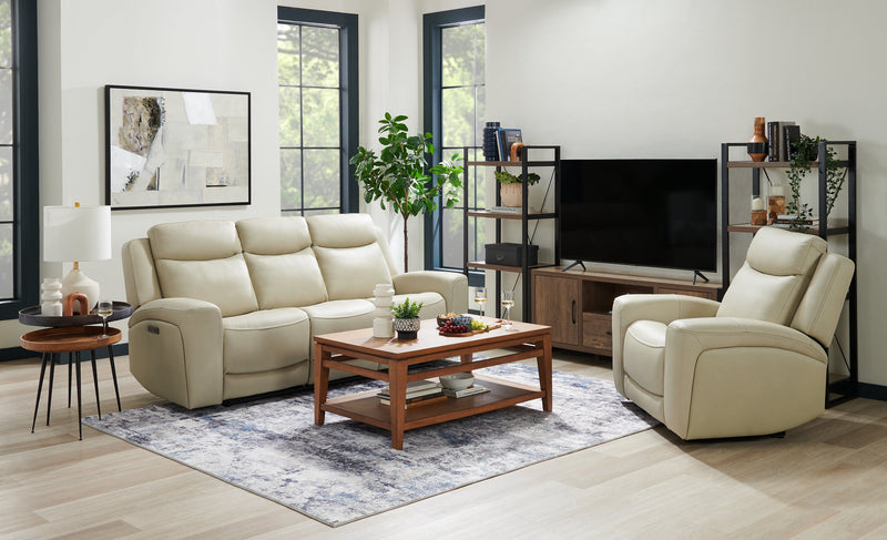 Sofa à inclinaison électrique Prescott de Scott Living de 88,5 po en cuir véritable avec appuie-têtes électriques - gris platine