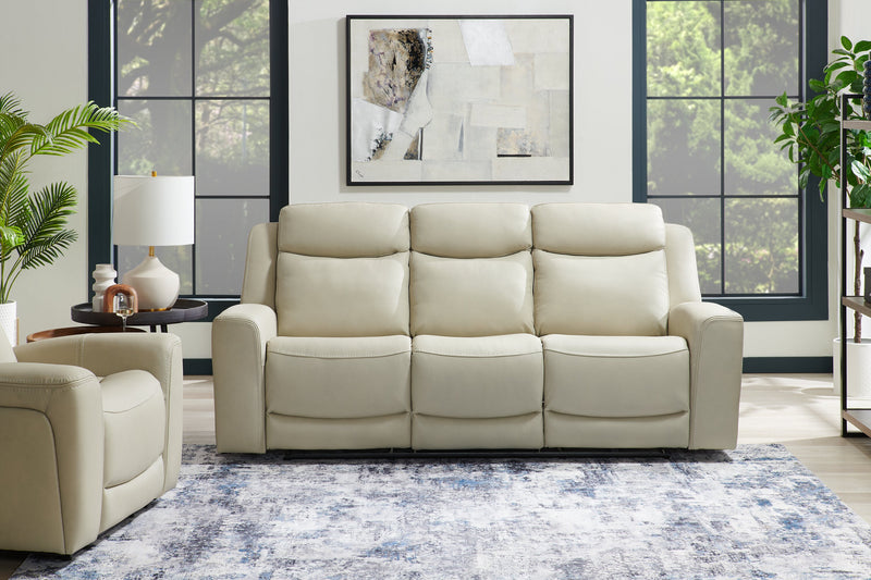 Sofa à inclinaison électrique Prescott de Scott Living de 88,5 po en cuir véritable avec appuie-têtes électriques - gris platine