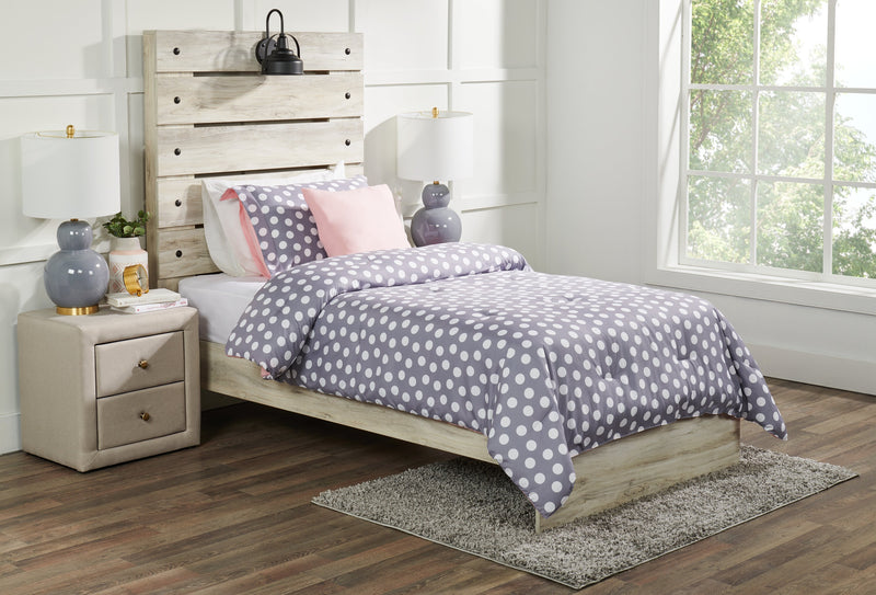 Ensemble d'édredon Portia 4 pièces pour lit double - gris