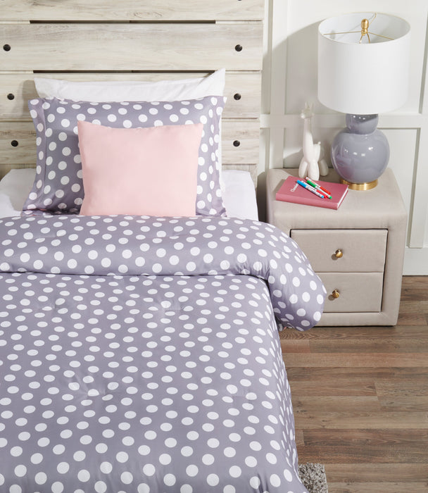 Ensemble d'édredon Portia 4 pièces pour lit double - gris