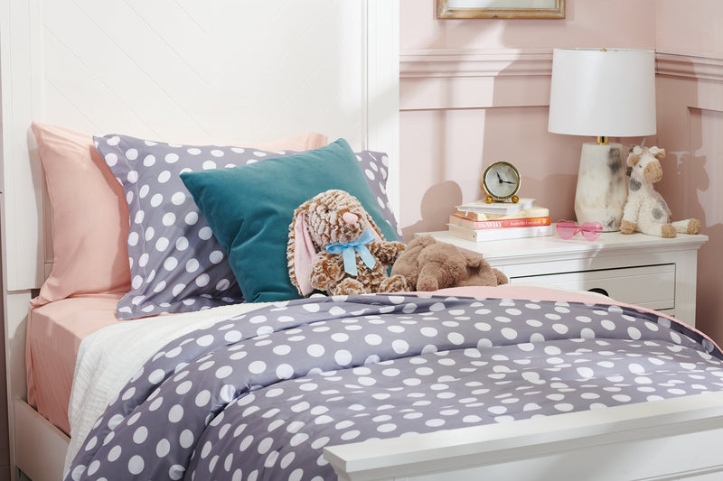 Ensemble d'édredon Portia 3 pièces pour lit simple - gris