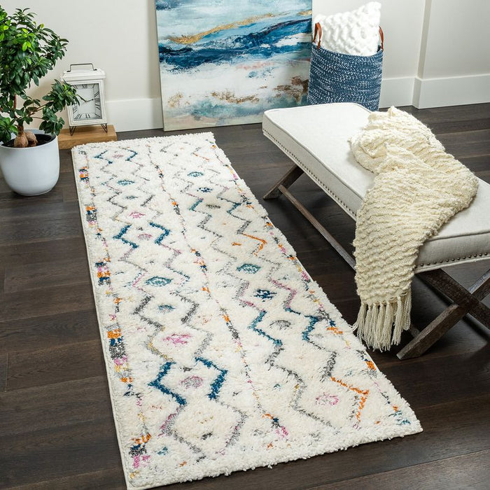 Carpette à poil long Lola à motif de chevron - 2 pi 7 po x 8 pi