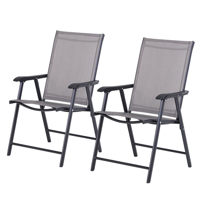 Ensemble De Chaises De Salle A Manger Pliantes 2 Pieces Outsunny Pour Se Detendre Sur Le Patio, Gris