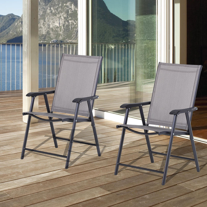 Ensemble De Chaises De Salle A Manger Pliantes 2 Pieces Outsunny Pour Se Detendre Sur Le Patio, Gris