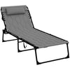 Outsunny Chaise Longue Pliante, Chaise Inclinable Et Rembourree, Gris