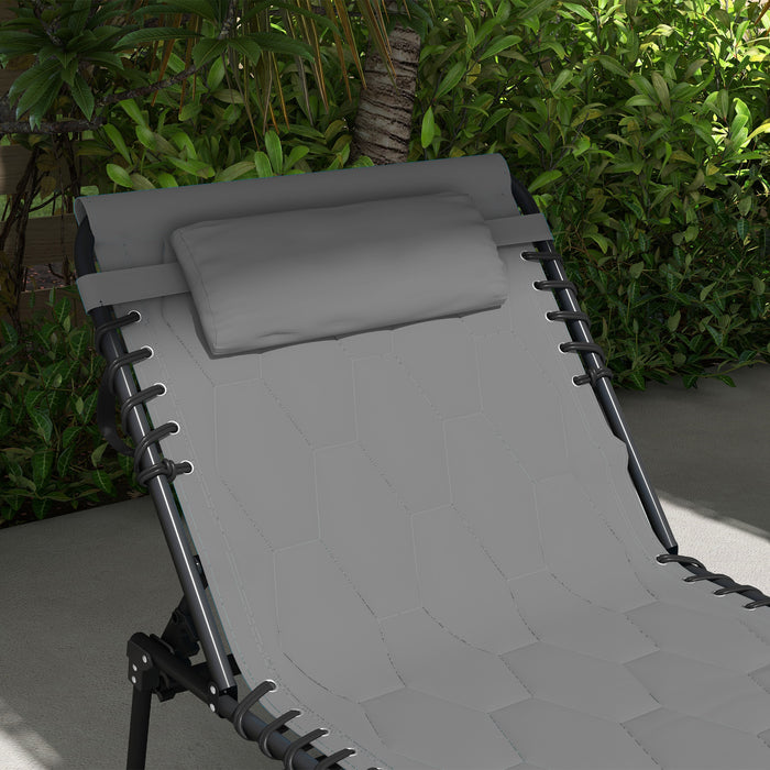 Outsunny Chaise Longue Pliante, Chaise Inclinable Et Rembourree, Gris