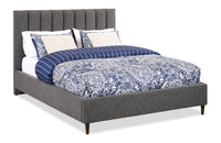 Lit plateforme rembourré Rain de Kort & Co. en tissu anthracite capitonné - format grand lit