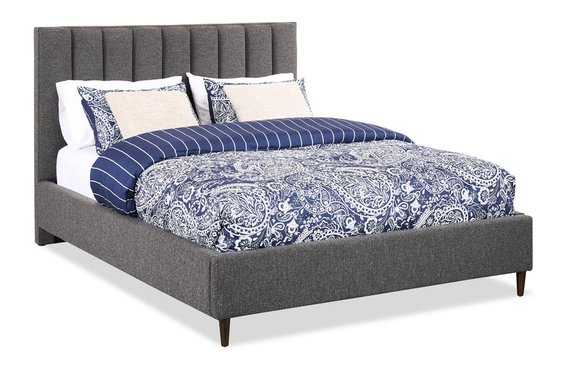 Lit plateforme rembourré Rain de Kort & Co. en tissu anthracite capitonné - format grand lit