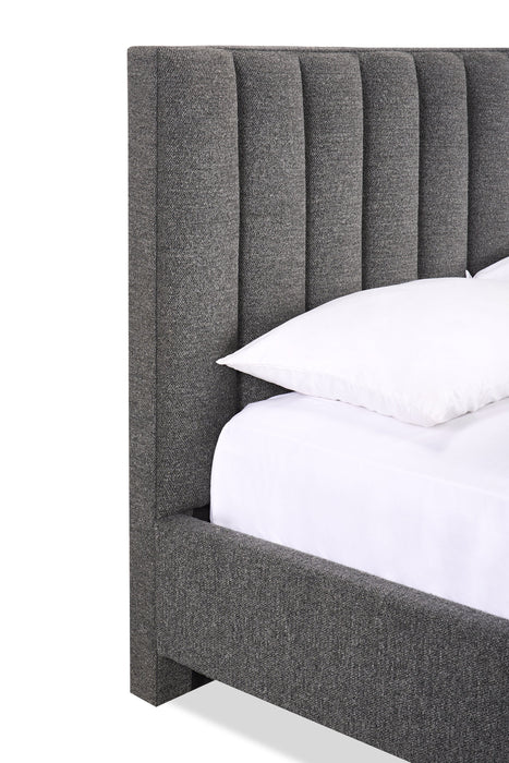Lit plateforme rembourré Rain de Kort & Co. en tissu anthracite capitonné - format grand lit