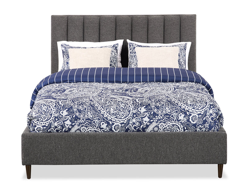 Lit plateforme rembourré Rain de Kort & Co. en tissu anthracite capitonné - format grand lit