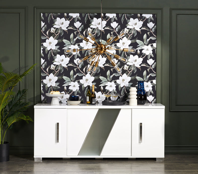 Desserte de salle à manger Raia avec rangement - fabriquée en Italie, moderne, 79,5 po (L) - blanche