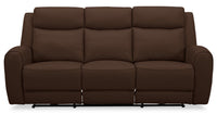 Sofa à inclinaison électrique Reign de 87 po en cuir véritable de qualité supérieure avec ports USB - brun chocolat Silverado