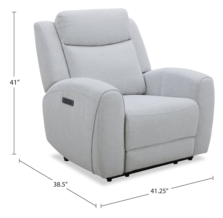 Fauteuil à inclinaison électrique Reign de 41,25 po en tissu avec port USB - gris pierre Bronco