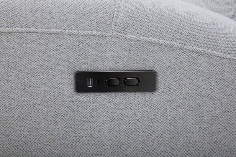 Causeuse à inclinaison électrique Reign de 78 po en tissu avec console - gris pierre Bronco