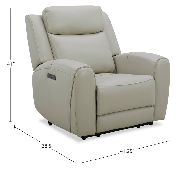 Fauteuil à inclinaison électrique Reign de 41,25 po en cuir véritable de qualité supérieure avec port USB - taupe clair de lune Deltona