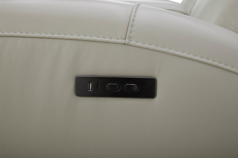 Causeuse à inclinaison électrique Reign de 78 po en cuir véritable de qualité supérieure avec console - taupe clair de lune Deltona