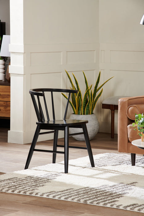 Chaise de salle à manger Remi avec dossier à barreaux en forme de fuseau courbé - noire