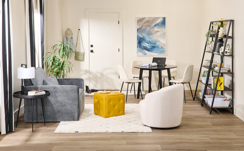 Fauteuil d’appoint pivotant courbé Ivie de 28,7 po en tissu de chenille bouclé - blanc
