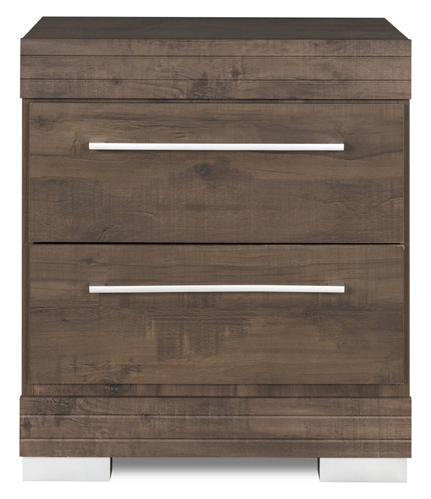 Table de nuit Riley de 21 po (L) x 24 po (H) à 2 tiroirs, fabriquée au Canada - grise