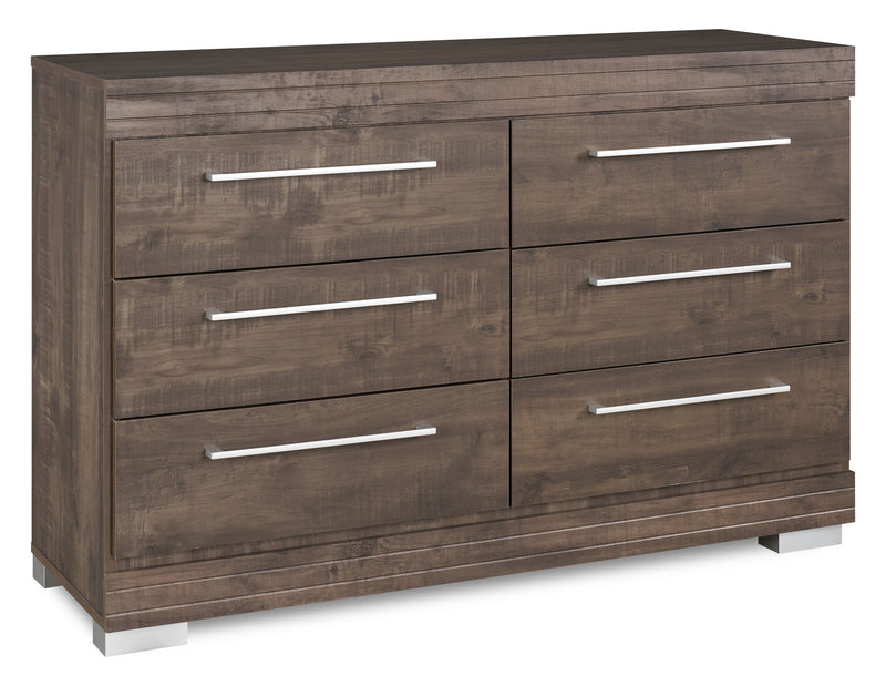 Commode de chambre à coucher Riley de 49 po (L) x 31 po (H) à 6 tiroirs, fabriquée au Canada - grise