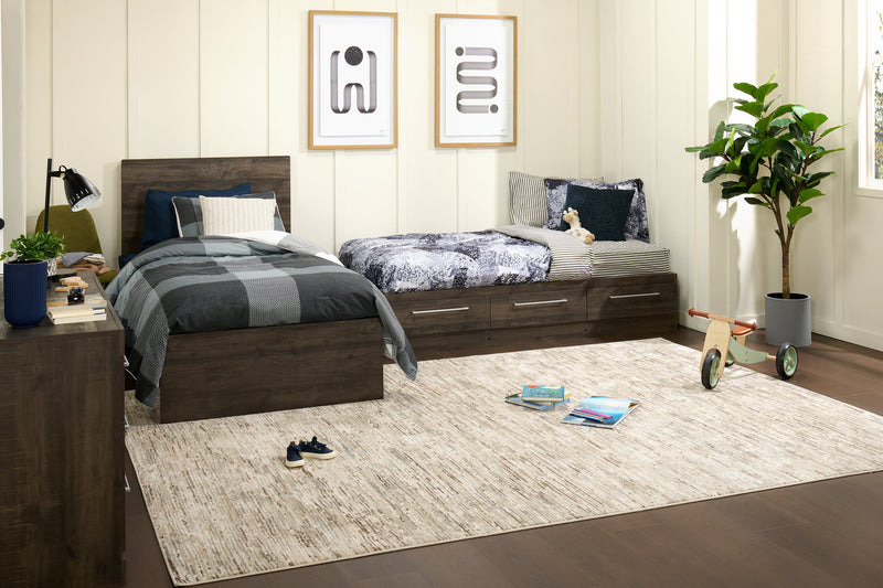 Lit matelot Riley avec 3 tiroirs de rangement pour enfants, fabriqué au Canada, gris - format lit simple