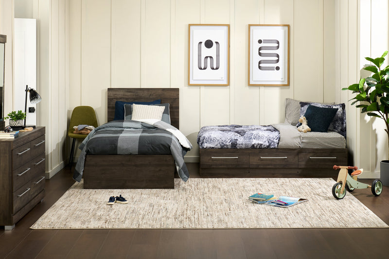 Lit matelot Riley avec 3 tiroirs de rangement pour enfants, fabriqué au Canada, gris - format lit simple