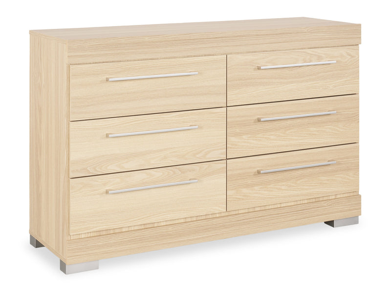 Commode de chambre à coucher Riley de 49 po (L) x 31 po (H) à 6 tiroirs, fabriquée au Canada - naturelle