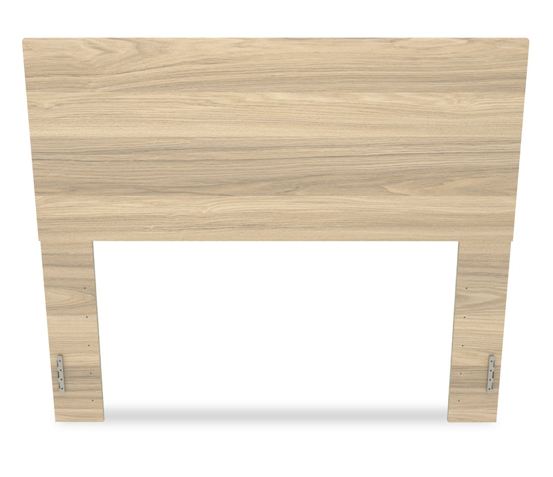 Ensemble de chambre à coucher Riley 6 pièces avec lit à panneaux, commode, miroir et table de nuit, fabriqué au Canada, naturel - format lit double