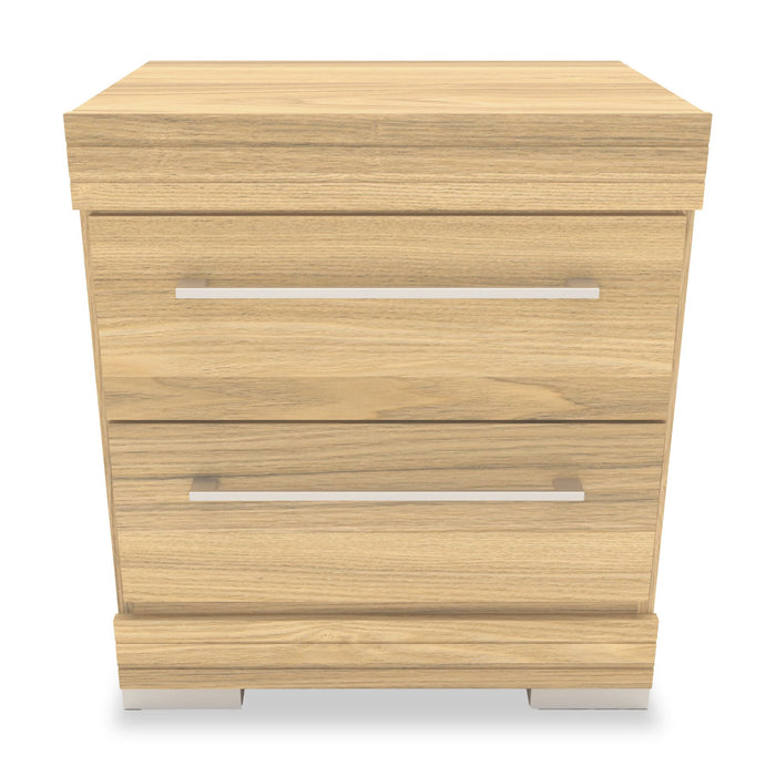 Ensemble de chambre à coucher Riley 6 pièces avec lit à panneaux, commode, miroir et table de nuit, fabriqué au Canada, naturel - format lit double