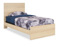  Lit à panneaux Riley avec tête de lit et cadre de lit pour enfants, fabriqué au Canada, naturel - format lit simple