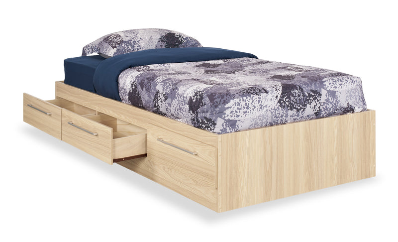 Lit matelot Riley avec 3 tiroirs de rangement pour enfants, fabriqué au Canada, naturel - format lit simple