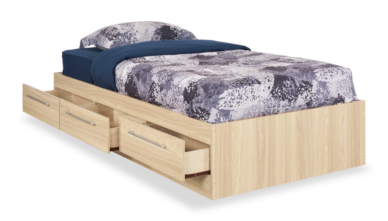 Lit matelot Riley avec 3 tiroirs de rangement pour enfants, fabriqué au Canada, naturel - format lit simple