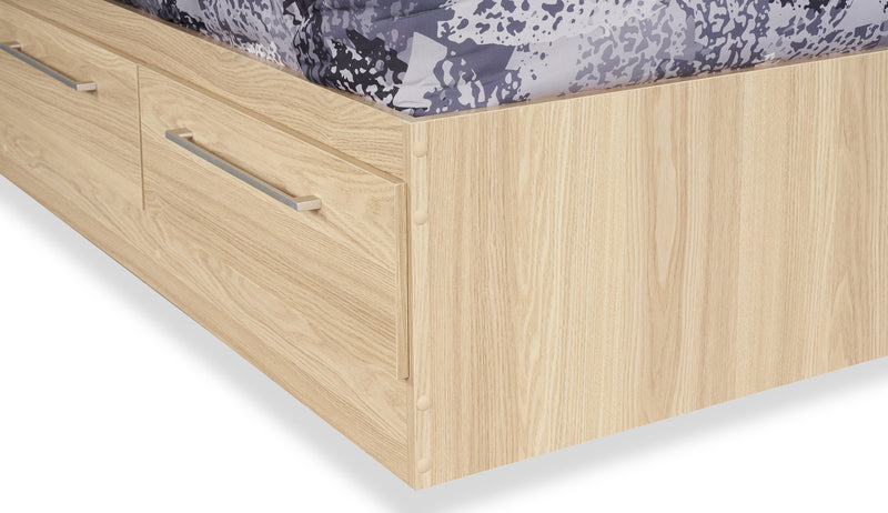 Lit matelot Riley avec 3 tiroirs de rangement pour enfants, fabriqué au Canada, naturel - format lit simple