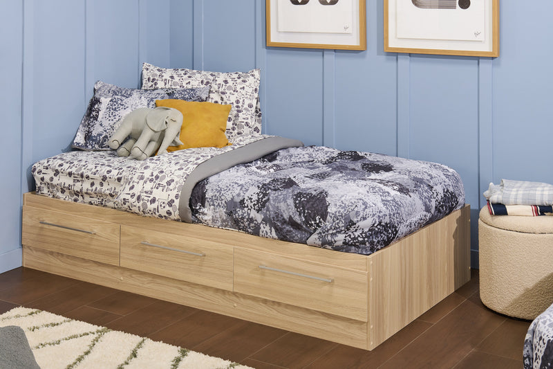 Lit matelot Riley avec 3 tiroirs de rangement pour enfants, fabriqué au Canada, naturel - format lit simple