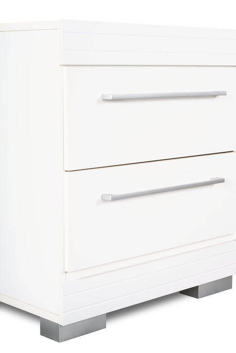 Table de nuit Riley de 21 po (L) x 24 po (H) à 2 tiroirs, fabriquée au Canada - blanche