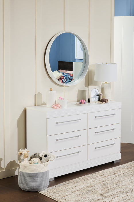 Commode de chambre à coucher Riley de 49 po (L) x 31 po (H) à 6 tiroirs, fabriquée au Canada - blanche