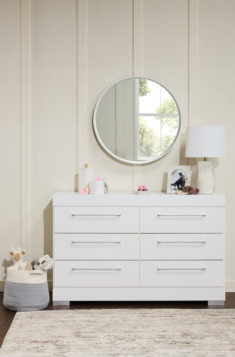Commode de chambre à coucher Riley de 49 po (L) x 31 po (H) à 6 tiroirs, fabriquée au Canada - blanche